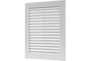 Vent Systems 150 x 200 mm Weiß Lüftungsabdeckung – Flache, Rechteckig Lüftungsschlitze – Integrierter Fliegengitter – HVAC-Lüftungsöffnungen für Badezimmer, Heimbüro - Lüftungsgitter/Abdeckung