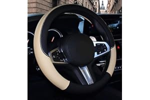 ‎MAYCO BELL Mikrofaser Leder Lenkradbezug Wavy Line Splice X-Stichmuster Beige