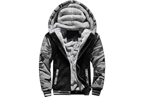 LEZUAN Felpa con Cappuccio Uomo Inverno Caldo Hoodie con Cerniera Integrale Felpe Uomo Manica Lunga Pullover Giacca di Spessore Cappotto in Pile Foderato