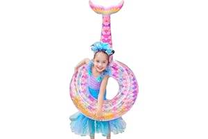 GINKAGO Inflatable Pool Floats Large Mermaid Tail Swim Rings Inflatable Rubber Rings Floating Chair with Backrest Lake Beach Pool Floatie Toys for Adults Kids