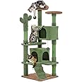 Yaheetech 138cm Cactus Cat Tree, Large Cat Tower for Indoor Cat, Scratching Posts Multi Level Cat Climbing Tree Play House Activity Centre w/Condo & Ball, Green/Brown