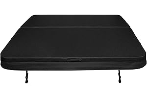 MONSTER SHOP Hot Tub Cover Spa Lid 220cm x 220cm Square Black Hard Top Weatherproof PVC Leather Foam 25KG/m3 Density Galvanized C-Channel UV Mildew Flame Resistant 4 x Lock Down Straps With Keys 6 Lifting Handles