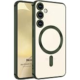 Microsonic Samsung Galaxy A54 i&ccedil;in Kılıf MagSafe Luxury Electroplate Koyu Yeşil [Galaxy A54 ile Uyumlu Kılıf - Koyu Yeşil]