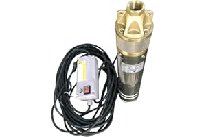 CHM GmbH Brunnenpumpe 3 Zoll sandverträglich 0,75 kW 2500 L/h 5,8 Bar Messinglaufräder, Pumpe Zisterne mit Anlaufkondensator Box + Rückschlagventil