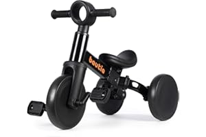 Bautia Baby Balance Bike 1 2 Year Old Boy Girl, 3 Wheels Tricycle for Toddlers 1-4, 4 in 1 Kids Bicycle Ride on Toy with Removable Pedals