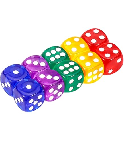 50 Stück Würfel Set Bunt - 14mm Acryl Mit Runden Ecken