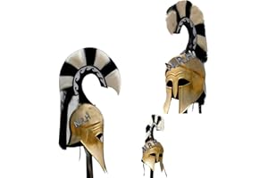 Nautical Replica Hub Elmo greco Corinzio, Bianco e Nero, Ottone Antico, Grande, Acciaio, Adulto, Unisex, Casco, Rievocazione Storica, Cosplay