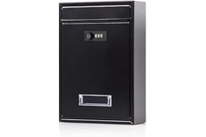 FFDCC Boîtes Aux Lettres avec Code, Boite Aux Fixation Murale Étanche et Verrouillable avec Porte à Ouverture Totale,Noir