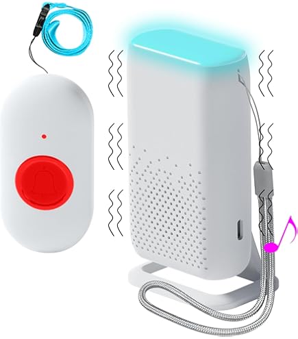 WiFi-zorgverlener Pager Call-knop: draadloze verpleegsterwaarschuwingsbel, persoonlijke alarmoproepknop met app-waarschuwingen, noodwaarschuwingspagina voor oudere patiënten (2 SOS-knoppen 1 armband