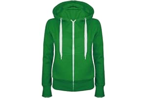 MASRIN Felpa da donna Full Zip Giacca per le mezze stagioni, in tinta unita, con cappuccio, giacca college leggera, con cappuccio, in cotone