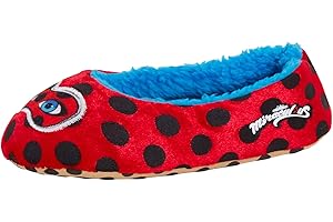 Miraculous Girls - Pantofole da balletto, foderate in pile, per bambini, con motivo coccinella, per casa