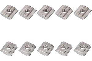 AIDQXBAOER 10 Stück M6 Nutsteine,T Nut Muttern Hammermutter,Nutenstein Set für Aluminiumprofil-Extrusionsschlitz 30-Serie,Silbrig T Nutenstein