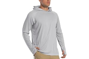 TACVASEN Hommes Sweats à Capuche UPF 50+ Protection Solaire T-Shirt à Manches Longues Sweats à Capuche à Séchage Rapide D'extérieur Chemise