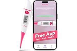 Easy@Home Basalthermometer zur Zykluskontrolle: Basaltemperatur Thermometer Kinderwunsch Fruchtbarkeitsthermometer für Fruchtbarkeit- und Eisprung-Tracking mit Intelligent Premom APP (Rosa)