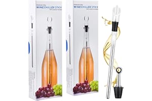 MPLEHDA Juego de Enfriador de Vino de Acero Inoxidable - Barra Enfriadora Para Amantes del Vino - Regalo Para Mujeres y Hombres (2 Unidades)
