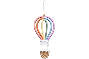 RICEEL Makramee Heißluftballon,Regenbogen Woven Ballon Wandbehang Boho Makramee Wandbehang Dekorieren Handgefertiges für Kinderzimmer Deko Wohnzimmer Wohnung Schlafzimmer Hochzeit Dekor