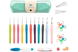 PAIDE P Agujas de Ganchillo, Kit Completo para Tejer con Accesorios Crochet en Estuche Portable, Regalo para Cumpleaños Principiantes (32 pcs)