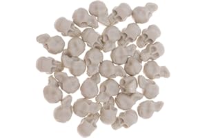 PRETYZOOM 50pcs Mini Plastic Skull Heads Decorations Realistic Skeleton Skulls for Halloween Trick Toy Accessories
