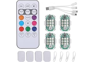 WASAGA Voyants D'alarme à Distance avec Plusieurs Couleurs, Mini Réflecteur LED Stroboscopique Étanche avec Mode Flash pour Vélo Voiture Moto Scooter