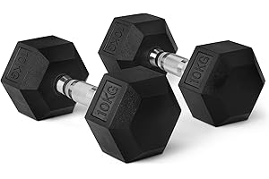 Amazon Basics Rubber Encased Hex Dumbbell Weights Set