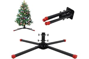 HARRMS Soporte para árbol de Navidad, robusto y plegable, soporte de metal negro, 3,8 cm de diámetro, soporte de árbol actualizado, adecuado para árboles de Navidad artificiales y sombrillas