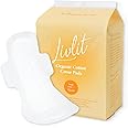 Livlit Large Size Ultra Thin Sanitary Pads, 100% Organic Cotton from Texas, Powerful Leak Protection, Unscented, Chlorine Free and Absorbency of Feminine Periods, Pads for Women (32 Count)