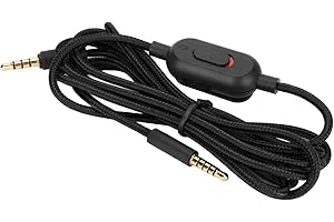 ELPRICO Gaming Headset Cable with Mute Switch, Volume Control Woven Cord, Oxygen Free Copper - Compatible for Logitech G Pro G Pro X G433 G233, 200cm 6.6ft Length (Black)