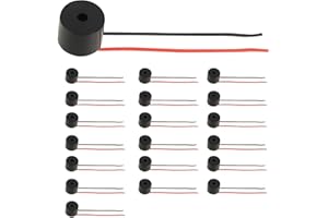 VXIWSCY 20 sztuk elektronicznego brzęczyka, 3-12 V, 90 dB, brzęczyk dźwiękowy do alarmów i zabawek elektronicznych, długość kabla 5,3 mm, brzęczyk dźwiękowy materiał czarny, brzęczyk 12 V, trwały i przyjazny
