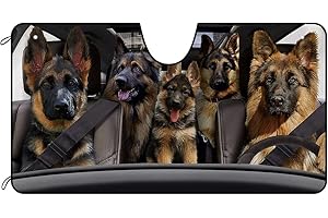 BAGEYOU Car Windshield Sunshade German Shepherd Family Vehicle Front Windshield Sunshade UV Ray Reflector Sun Protector Sun Shade Visor, Keep Vehicle Cool, 55" x 30"