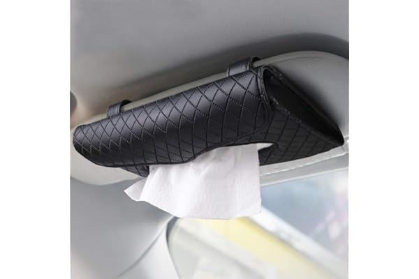 Cartisen Car Tissue Holder, Sun Visor Tissue Holder, Car Visor Napkin Holder, PU Leather Backseat Tissue Case for Car/Truck (Black)