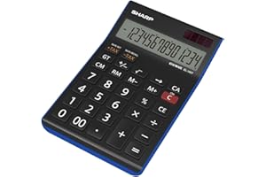 Sharp Electronics eL145TBL 14 Chiffres Calculatrice, Calcul de Taxes, Noir/Bleu