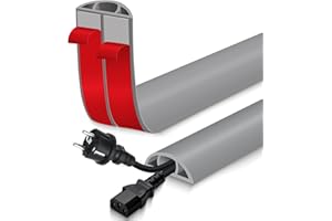 LEFUNOM Canaleta pasacables Suelo Flexible Cable Protector Suelo de PVC canaleta Cables Pared Adhesivo para la gestión doméstica (Gris, 30mm×1m)