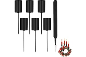 ‎AITSITE Aitsite 6 Stück Stabkerzenhalter Schwarz, 2.5 x 11cm Adventskranz Kerzenhalter mit Kappe und Pinzette für Stabkerzen Weihnachtsdekorationen Adventskränze und Tischdekorationen
