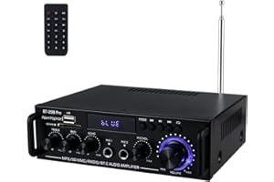 NAMYOPRCE 600W BT298 Pro Amplificatore, HiFi Audio Stereo BT Radio Portatile per Auto o Casa, con Telecomando ed Mini Display 2CH LCD, 12 V / 220 V (600W)