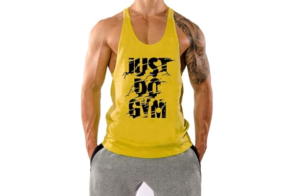 WAZZAP Homme Débardeur Musculation Bodybuilding Gym Stringer Singlet la Motion Gilet de Sangle Stretchy Coton