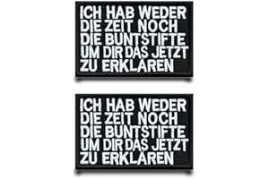 TUYATEZHI 2 Stück"Ich Hab Weder die Zeit Noch die Buntstifte,um dir Das Jetzt zu Erklären" Flagge Patch Lustiger Gestickt Abzeichen mit Stickerei Taktisch Patch Applikation für Rucksäcke Kleidung Taschen
