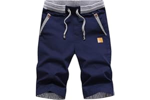 ZOXOZ Mens Shorts Summer Casual Shorts Cotton with Drawstring Elastic Waist Pockets
