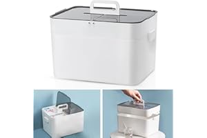 Surmounty Hausapotheke Box Gross Tragbarer Medizinschrank, Medikamenten Aufbewahrung Familien Erste-Hilfe-Box, Tragbare Aufbewahrung für Medizinkisten, 28.5 x 21 x 21cm