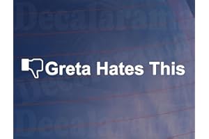 DECALARAMA 2x Car Stickers GRETA HATES THIS Thumbs Down FB Funny Window Bumper Boot Decals