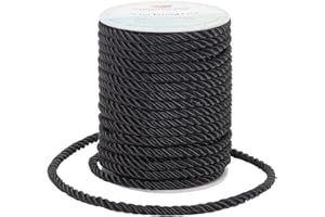 PH PANDAHALL PandaHall Elite 5mm / 21 Yards Contorto Cordone Corda Nylon Contorto Cordone Tagliare Filo String Multiuso Filo di Nylon Spessa per Fai da Te, Nero, 20M/Rotolo