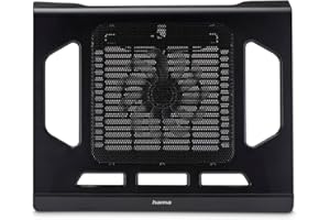 HAMA | Base refrigeradora para portátil Black Edition (Base de refrigeración de PC, Ventilador con LED Azul y Cable, Antideslizante) Color Negro.