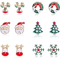 Orecchini Pendenti Natalizi Per Donne - Set Con Pupazzo Di Neve, Fiocco E Babbo Natale - Foto 2