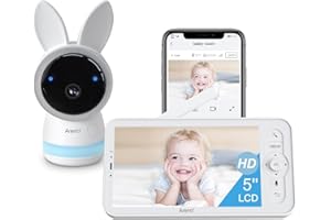ARENTI 2,5K/4MP Babyphone Caméra, 5" Moniteur Vidéo pour Bébé, 2,4GHz+5GHz Caméra Surveillance Bébé WiFi, VOX, Audio Bidirectionnel, Vision Nocturne, Veilleuse, Berceuses, Détection Intelligente AI