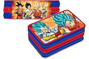 FANCY S.A. EOOD Fancy Plumier Astuccio Triplo Scuola Dragon Ball Super, 3 Zip con Scomparti organizzati, Completo 44 pezzi Colori GIOTTO, Bambina Originale 20 cm Celeste Rosa