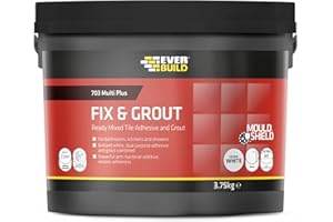 Everbuild 703 Fix And Grout Tile Adhesive – Ready Mixed – Anti-Mould – Water Resistant – High Strength – Brilliant White – 3.75kg