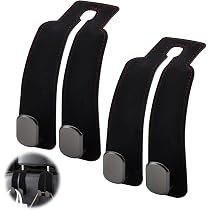 MTGOCHA Ganci Per Poggiatesta Auto 2 In 1: Organizer Per Borse E Shopping (2 Pezzi) - Nero - 5