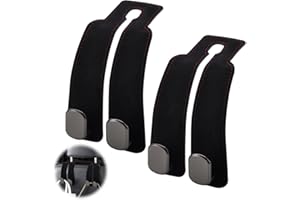 HENGBIRD 2 ganchos para asiento de coche, ganchos para reposacabezas de asiento trasero multifuncionales ganchos de cuero para automóvil para colgar bolsos y bolsos abrigos bolsa de comestibles (negro)