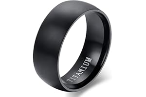 Cupimatch Uomo Anello Titanio Fidanzamento promessa Matrimonio Nuziale lucidato Nero,Misura a Scelta