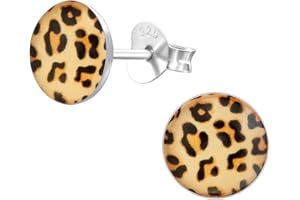 Monkimau Mädchen Ohrringe Leopard Muster Ohrstecker aus 925 Sterling Silver Silber