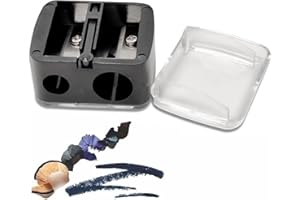 AHAD Sharpener Stainless Steel Blades Dual Make Up Pencil Sharpener for Cosmetic Eyebrow Pencils Lip Liner Eyeliners Essential Tool Home Office School Stationery Supplies 3cm X 4cm X 2.5cm (Pack of 1)